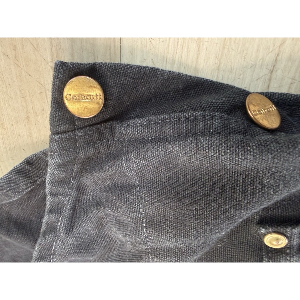 Carhartt R02 BLK Men's Black Cotton Canvas Work Bib Overalls 44x28 - Picture 6 of 9
